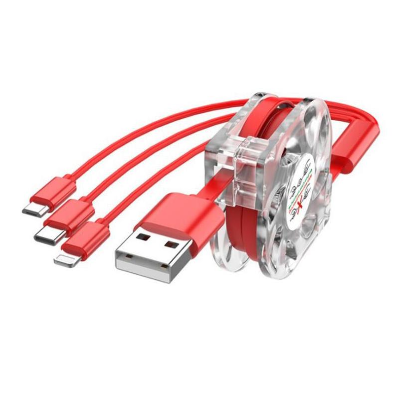 3 in 1 Retractable USB Mobile Phone Charge Cable