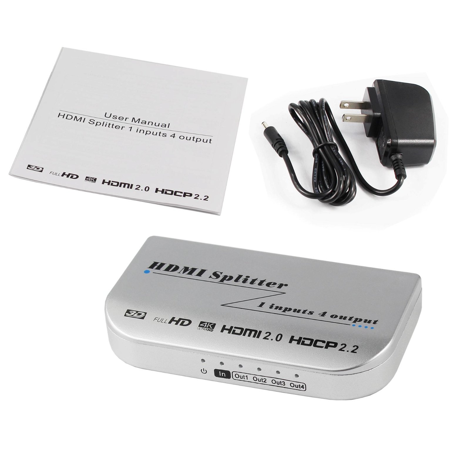 HDMI Splitter 1x4 1 input 4 output Full HD 1080P 3D Support IR Control 5