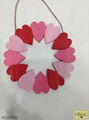 Red & pink wood heart easter ornament