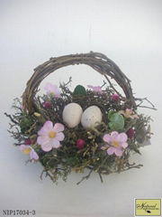 Pink flower egg nest basket Easter