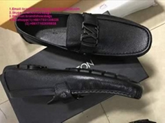               Men Black Leather Andy Derby Dress Shoes     eather Logo Loafer