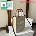 2025 Celine Bag Cabas Triomphe Small Canvas Vertical Handbag Celine Triomphe