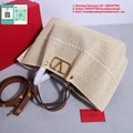 Valentino Garavani Summer V Logo Plaque Woven Tote Bag VLogo Beach Handbag Garav