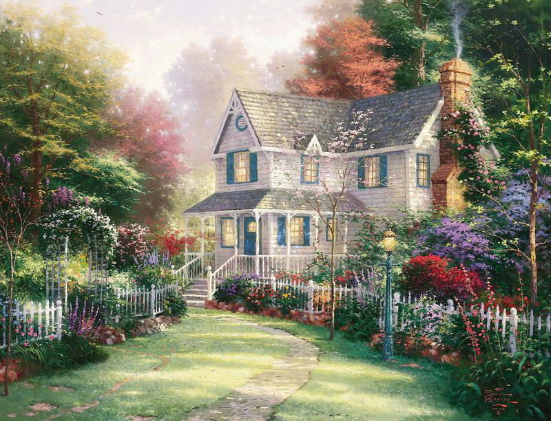 Modern Thomas Kinkade Landscape oil painting TK003