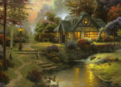 Modern Thomas Kinkade Landscape oil painting TK005