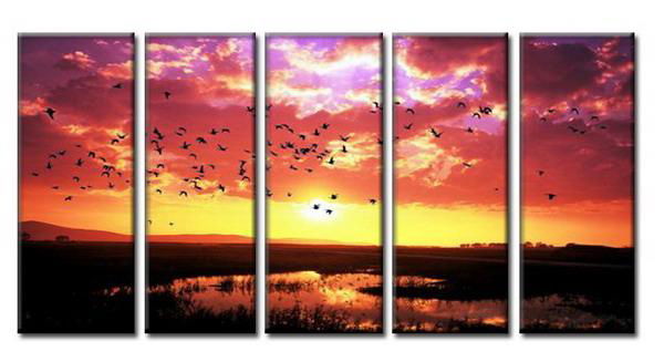 Modern Oil Paintings on canvas sunglow painting -set08062