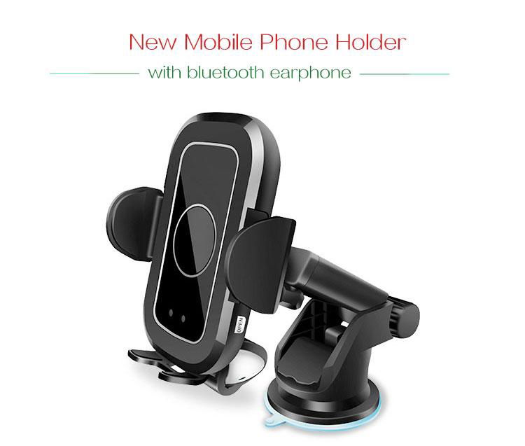 2019 New Infrared Touch Button Car Phone Holder With Battery Bluetooth Earphone