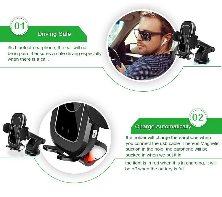2019 New Infrared Touch Button Car Phone Holder With Battery Bluetooth Earphone 3