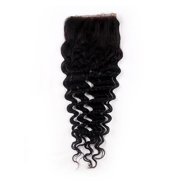Remy Hair 100% Human Hair Deep Wave Lace Closure in Stock
