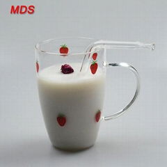 High borosilicate glassware strawberry milk glass cup with handle