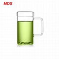 Heat resistant borosilicate single wall transparent glass tea cup with handle 1