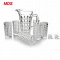 Hot sale 1420ml machinemade custom diamond glass pitcher set 2