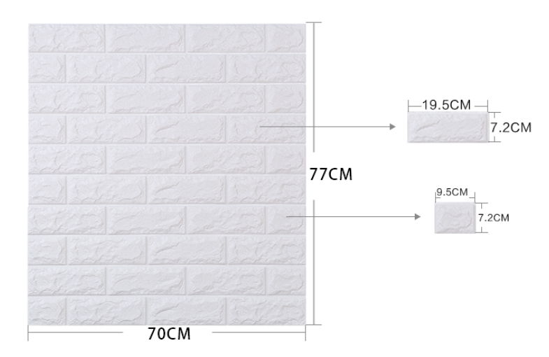 3d磚牆壁紙自粘面板PE泡沫自帶膠磚紋軟裝背景牆裝飾啞光白 2