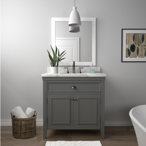 Eco-friendly Bathroom Vanity with Gray Marble Top  2