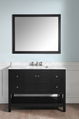 48'' black bathroom vanity with white marble top and mirror 3