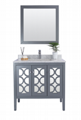 36'' Grey bathroom vanity with LED lighted mirror