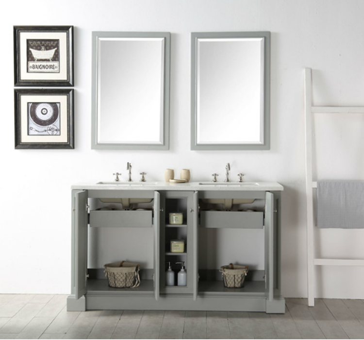 60'' Grey bathroom vanity with double sink 3