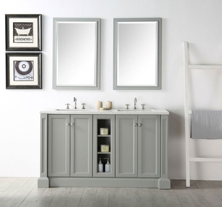 60'' Grey bathroom vanity with double sink
