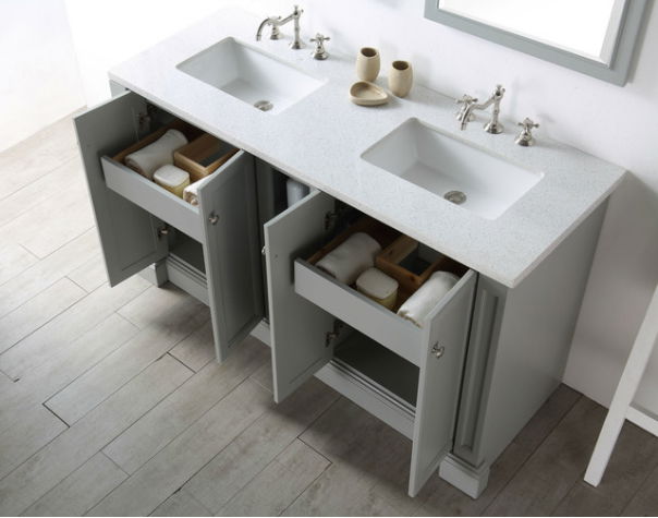 60'' Grey bathroom vanity with double sink 4