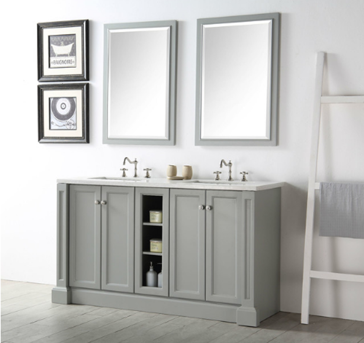 60'' Grey bathroom vanity with double sink 2