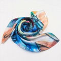 Fashionable Design Small Size Custom Made Hand Roll Silk Satin Scarf 1