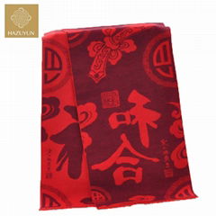 Wholesale Red Colors Scarves Tassel Digital Printing Mens Wool Scarf 