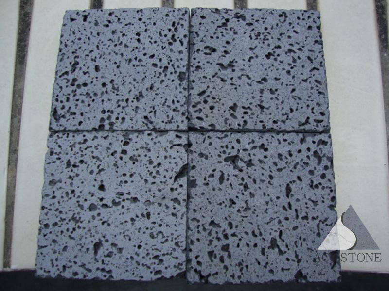 Black basalt tile Lava stone Mediuml Holes