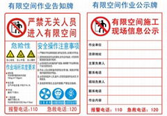 有限空間作業告知牌公示牌警示牌