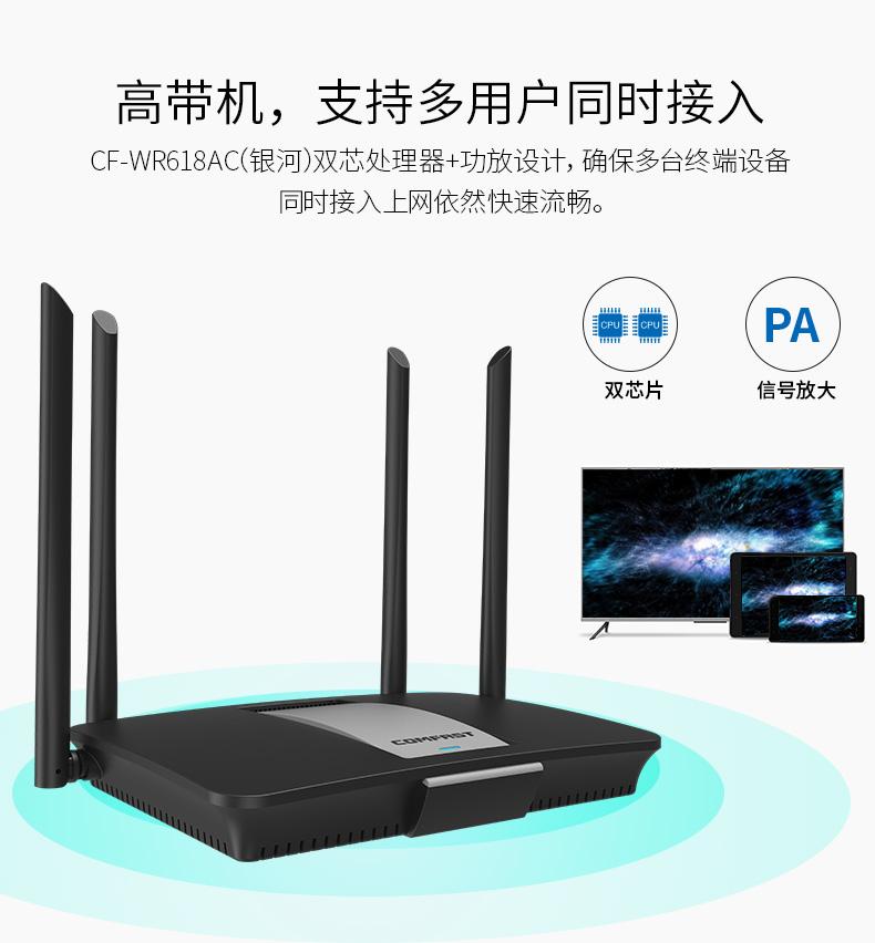 1200M 4天线无线路由器大面积覆盖营销 2.4G+5.8G 4