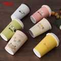 Creative portable colored bone china drinking mug milk coffee cup with lid 4