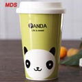 Creative portable colored bone china drinking mug milk coffee cup with lid 1