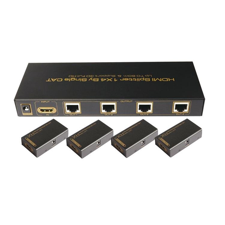 hdmi 1x4 splitter extender over cat 5 cat6 hdmi to cat6 1 in 4 out hdmi extender