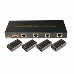 HDMI 1x4 單網線延長器 支持3D 延長60米