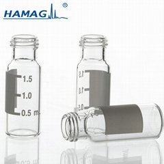 High quality manufacturing 2ml 9-425 screw clear glass HPLC vial with patch
