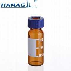 High quality manufacturing 2ml 9-425 screw amber glass HPLC vial with patch