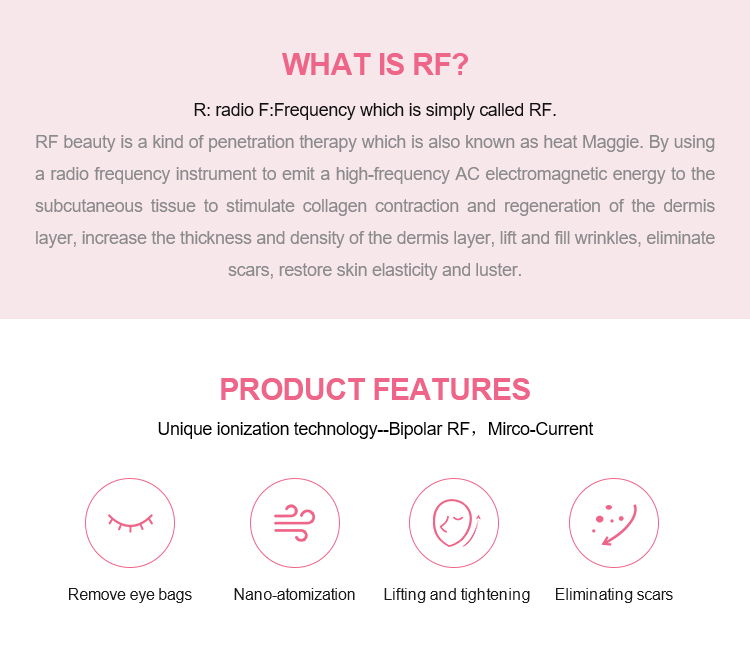 Portable Radio Frequency RF Beauty Device Nano Spray Steam Facial SkinRemover 3