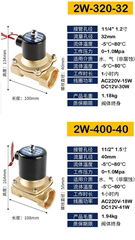 厂家直销两位两通黄铜材质电磁阀220V 2W 08 10 15关阀 电动阀