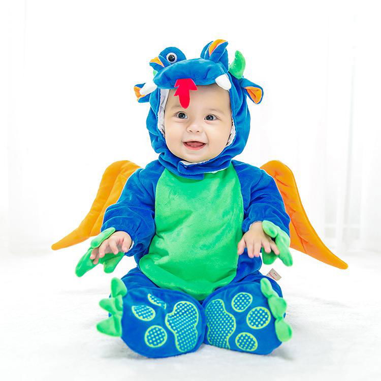 Baby Kids Clothing Winter Halloween Blue Dragon Dinosaur Outfits Cosplay Party C 4