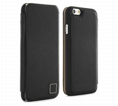 Leather iPhone 6/6S/7/8 Folio Case - Black