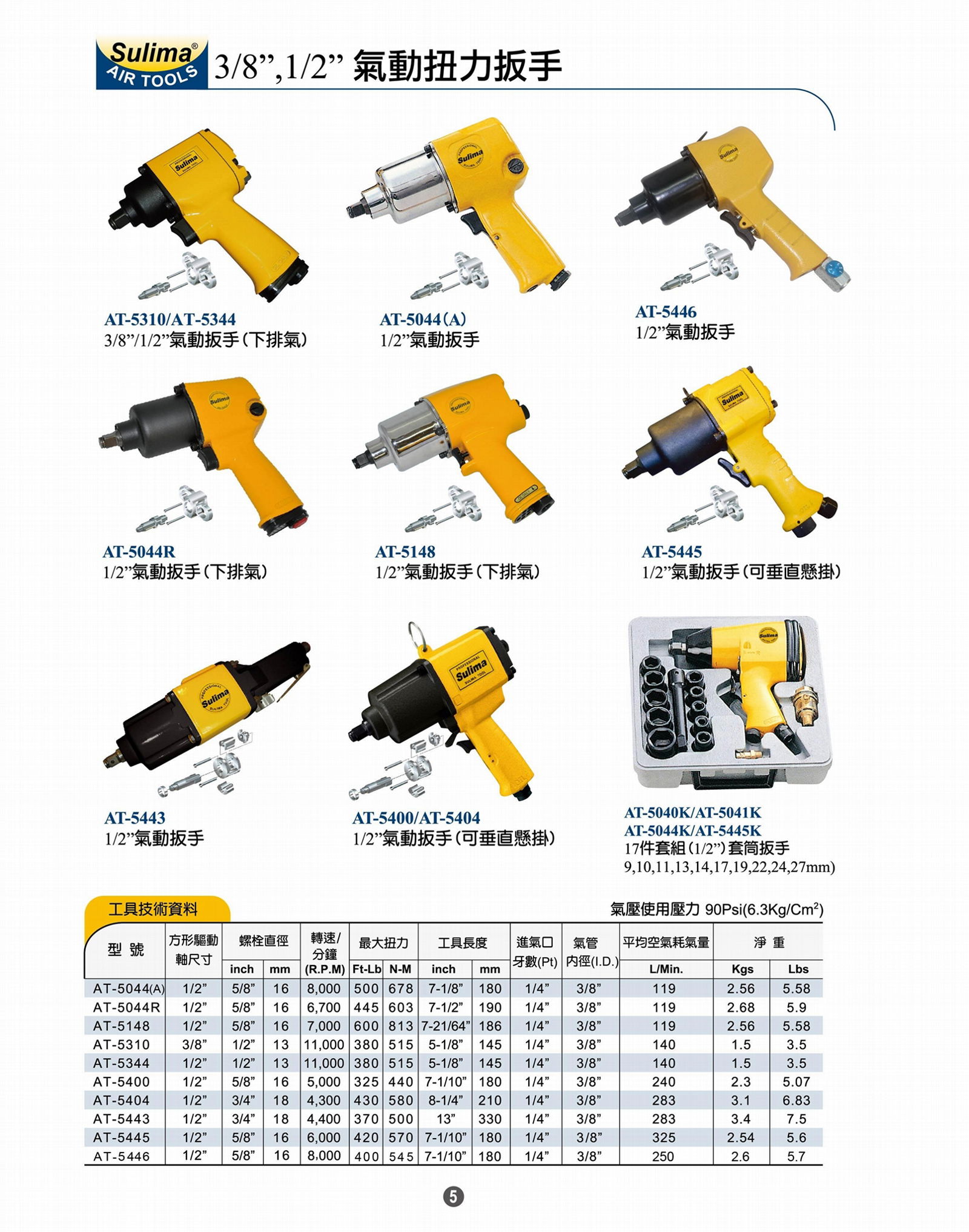 Sulima 3/8"&1/2"气动扳手/风动扳手P.3~5 3