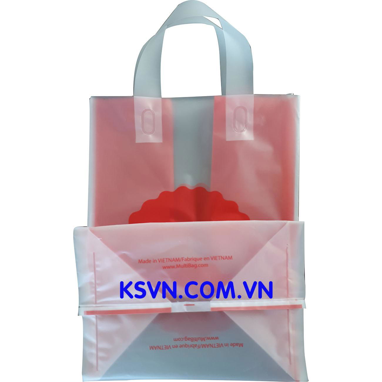 PO Custom Printed Flexiloop Handle Plastic Bag with Block Seal Bottom 4