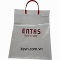 PE Rigid Handle Plastic Shopping Bag with Top/Bottom Cardboard Made in Vietnam 2