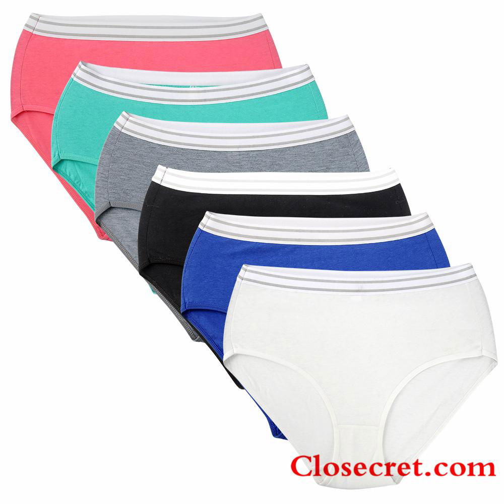 Closecret Women 6 Pack Comfort Cotton Stretch Classic Briefs Panties