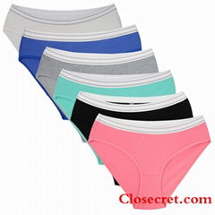 Closecret Women Comfort Assorted 6-Pack Cotton Sport Hipster Panties