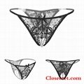 Closecret Women's 4-Pack Black Thong Underwear Lace T-Back Panties 4