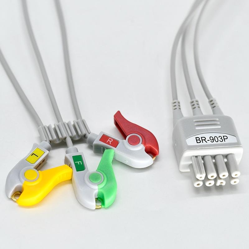 兼容日本光电BR-903欧标美标扣式心电导联线分线 4
