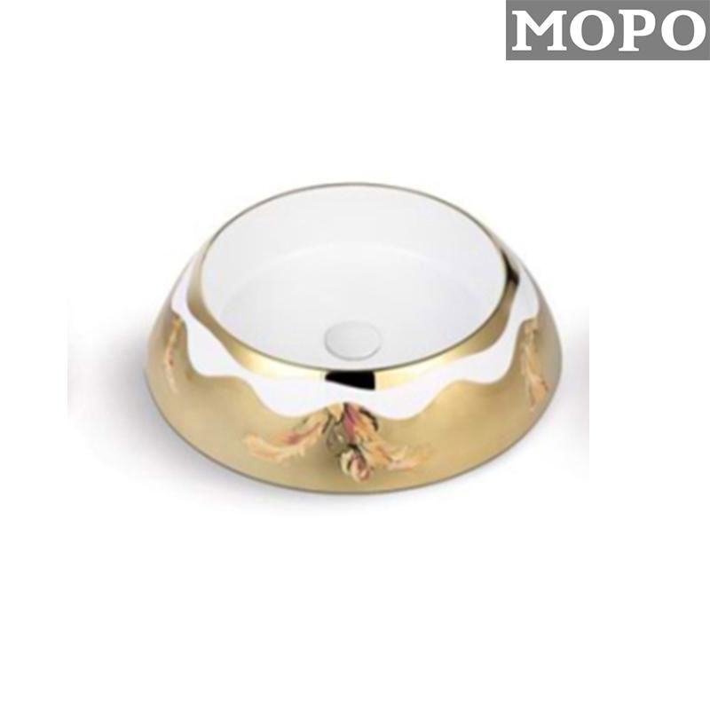 Beautiful Gold Color and White Color Bathroom Art Hand Wash Basin