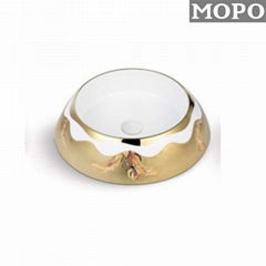 Beautiful Gold Color and White Color Bathroom Art Hand Wash Basin