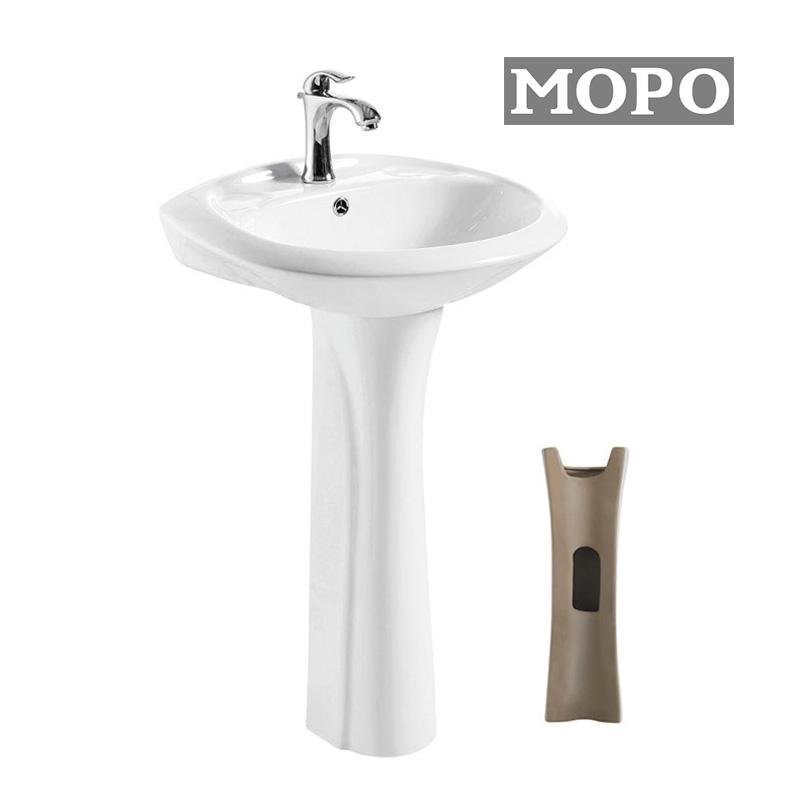 Ceramic Wash Pedestal Basin with Bathroom Kitchen Faucet