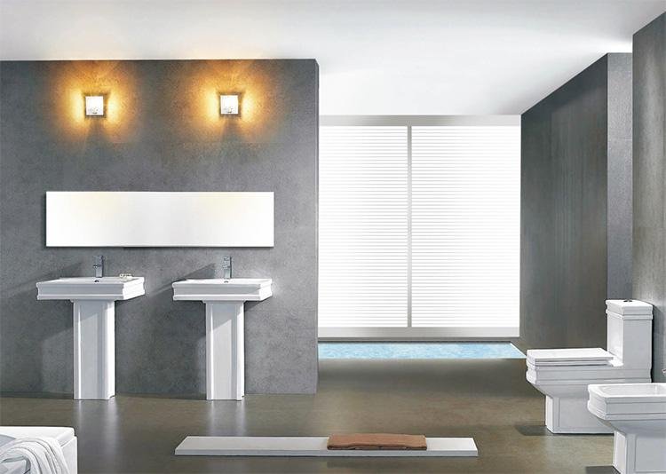 Ceramic Wash Pedestal Basin with Bathroom Kitchen Faucet 3